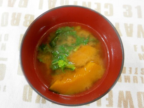 菜の花・かぼちゃの味噌汁